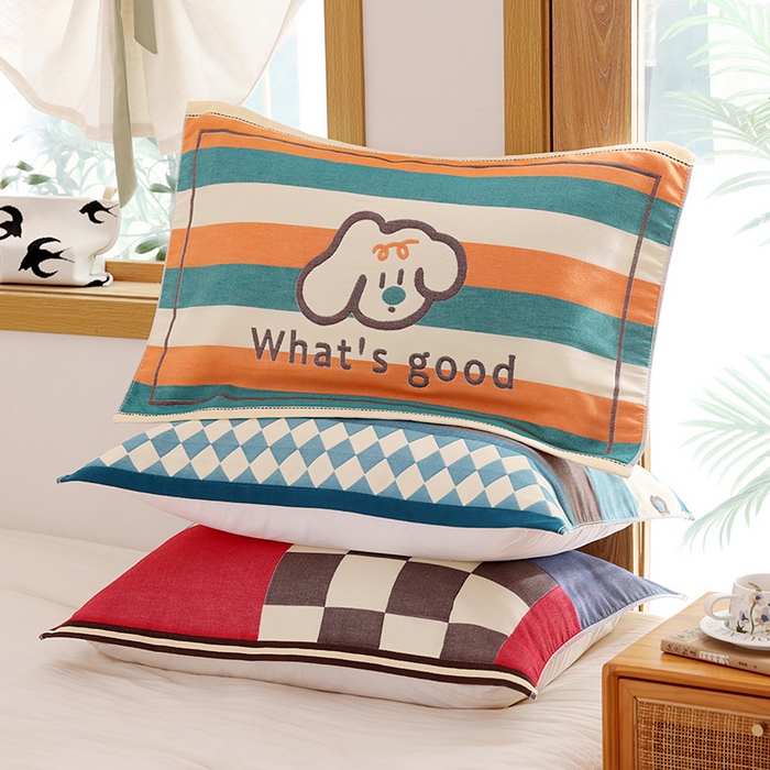 91家纺网 家纺一手货源 找家纺 （总）朴尔家纺-毛巾被 2025新款格致系列全棉纯棉加厚六层纱布枕巾单枕巾枕巾单件