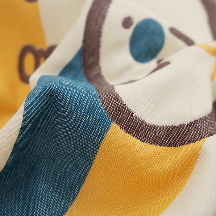 91家纺网 家纺一手货源 找家纺 朴尔家纺-毛巾被 2025新款格致系列全棉纯棉加厚六层纱布枕巾单枕巾枕巾单件 彩条狗-黄 52x78cm枕巾一对