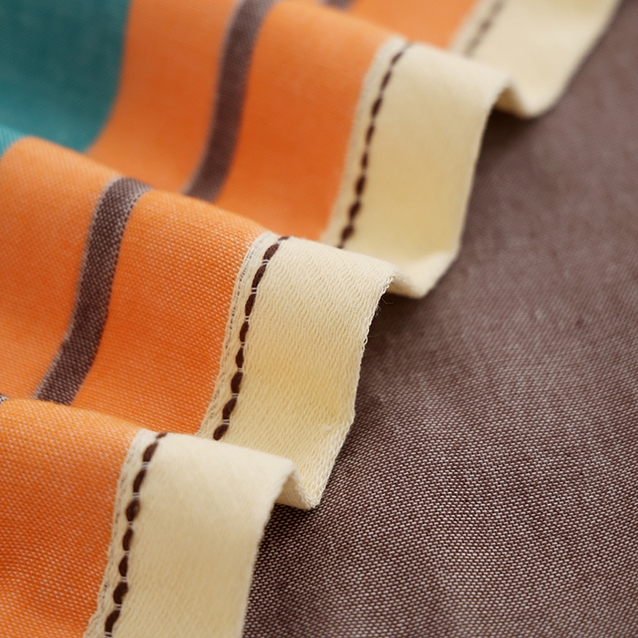 91家纺网 家纺一手货源 找家纺 朴尔家纺-毛巾被 2025新款格致系列全棉纯棉加厚六层纱布枕巾单枕巾枕巾单件 彩条狗-橘 52x78cm枕巾一对