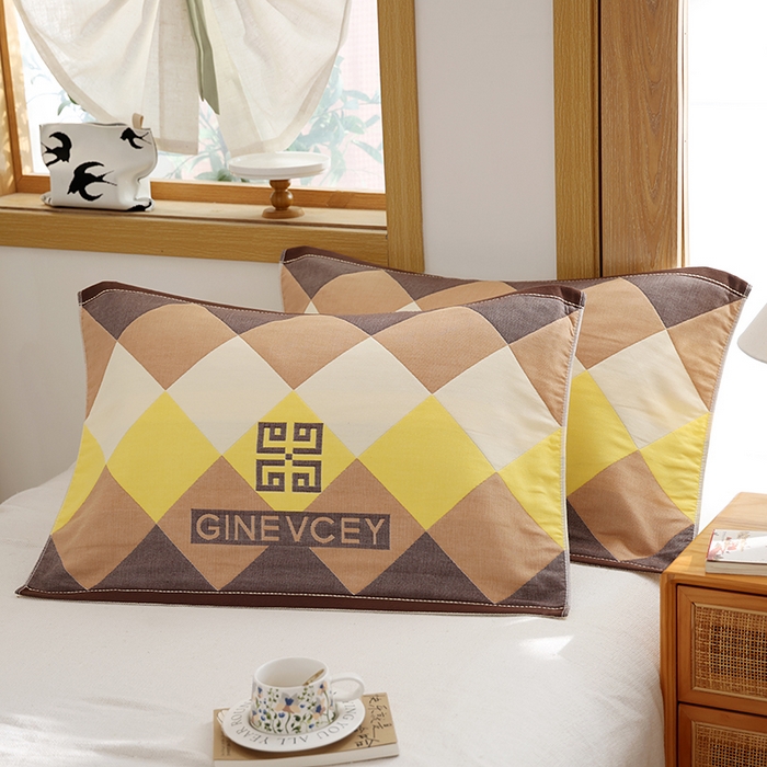 91家纺网 家纺一手货源 找家纺 朴尔家纺-毛巾被 2025新款格致系列全棉纯棉加厚六层纱布枕巾单枕巾枕巾单件 海派绅士-咖 52x78cm枕巾一对