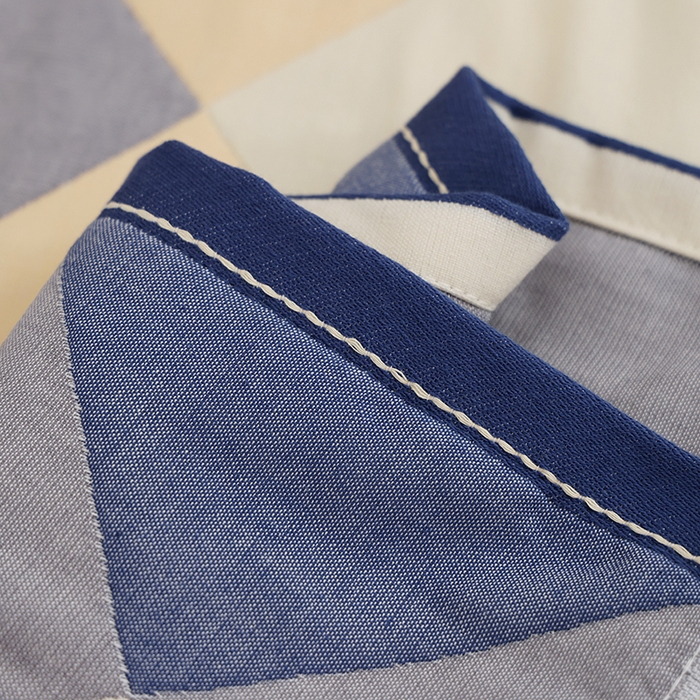 91家纺网 家纺一手货源 找家纺 朴尔家纺-毛巾被 2025新款格致系列全棉纯棉加厚六层纱布枕巾单枕巾枕巾单件 海派绅士-蓝 52x78cm枕巾一对