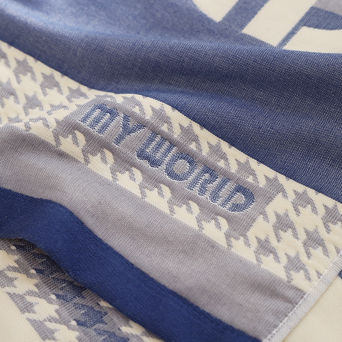 91家纺网 家纺一手货源 找家纺 朴尔家纺-毛巾被 2025新款格致系列全棉纯棉加厚六层纱布枕巾单枕巾枕巾单件 南法假日-蓝 52x78cm枕巾一对