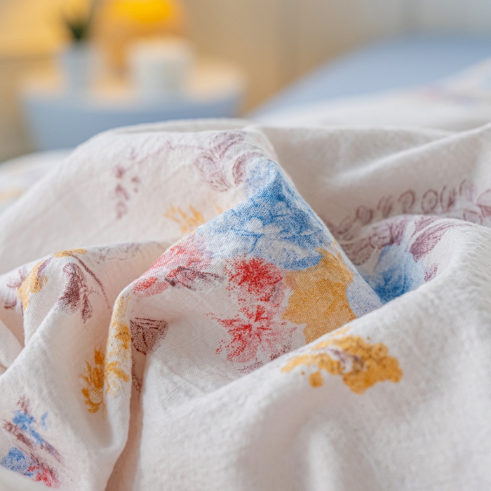 91家纺网 家纺一手货源 找家纺 奇丝雅 2025新款A类有氧超柔云感双层纱皱皱纱学生宿舍三件套家用四件套单被套 半岛慕尚