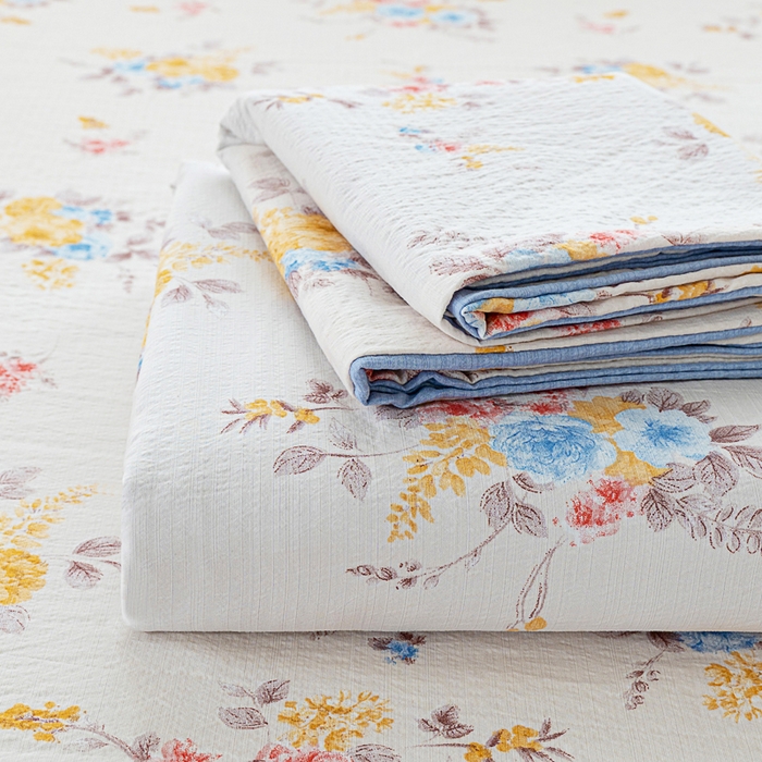 91家纺网 家纺一手货源 找家纺 奇丝雅 2025新款A类有氧超柔云感双层纱皱皱纱学生宿舍三件套家用四件套单被套 半岛慕尚