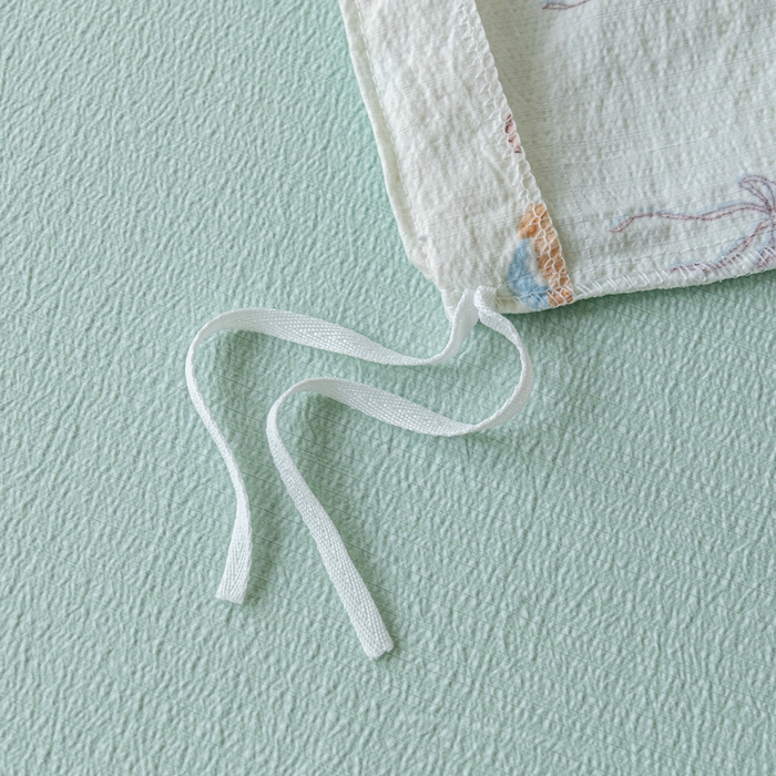 91家纺网 家纺一手货源 找家纺 奇丝雅 2025新款A类有氧超柔云感双层纱皱皱纱学生宿舍三件套家用四件套单被套 薄荷熊