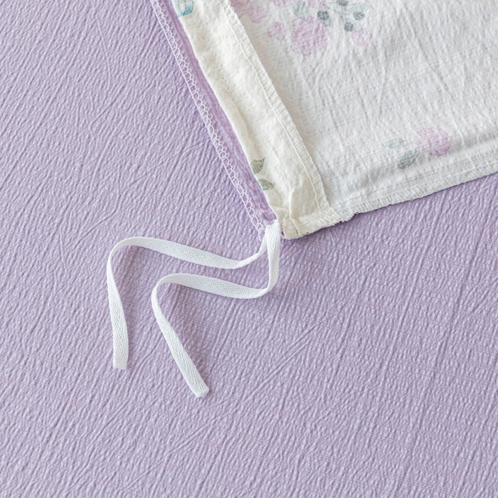 91家纺网 家纺一手货源 找家纺 奇丝雅 2025新款A类有氧超柔云感双层纱皱皱纱学生宿舍三件套家用四件套单被套 花黛罗兰