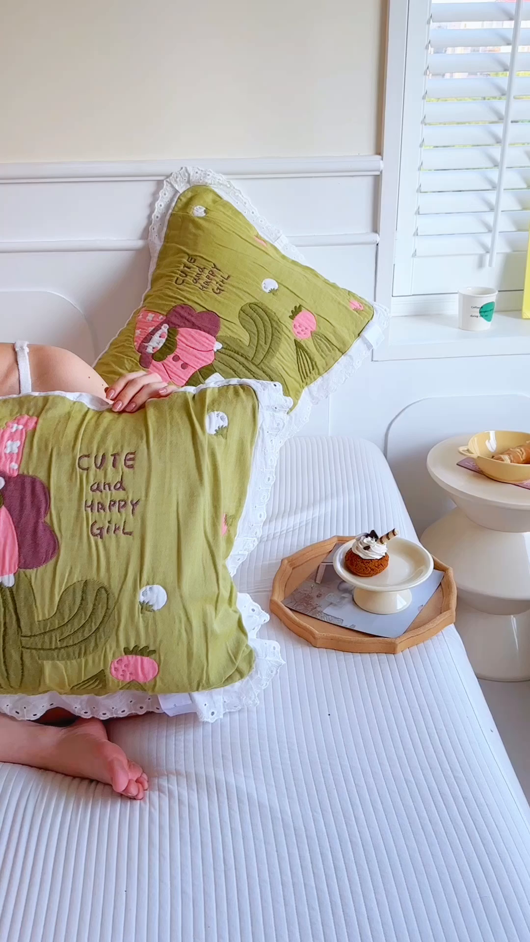 91家纺网 家纺一手货源 找家纺 朴尔家纺-毛巾被 2025新款韩版花边卡通水洗起皱纯棉四层纱布枕巾单枕巾枕巾单件 精灵女孩 52x78cm枕巾一对