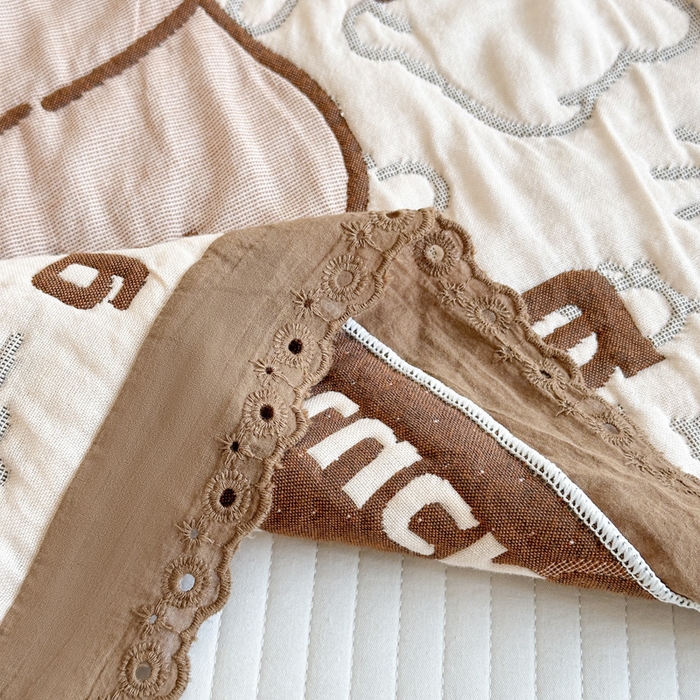 91家纺网 家纺一手货源 找家纺 朴尔家纺-毛巾被 2025新款韩版花边卡通水洗起皱纯棉四层纱布枕巾单枕巾枕巾单件 卡皮巴拉 52x78cm枕巾一对