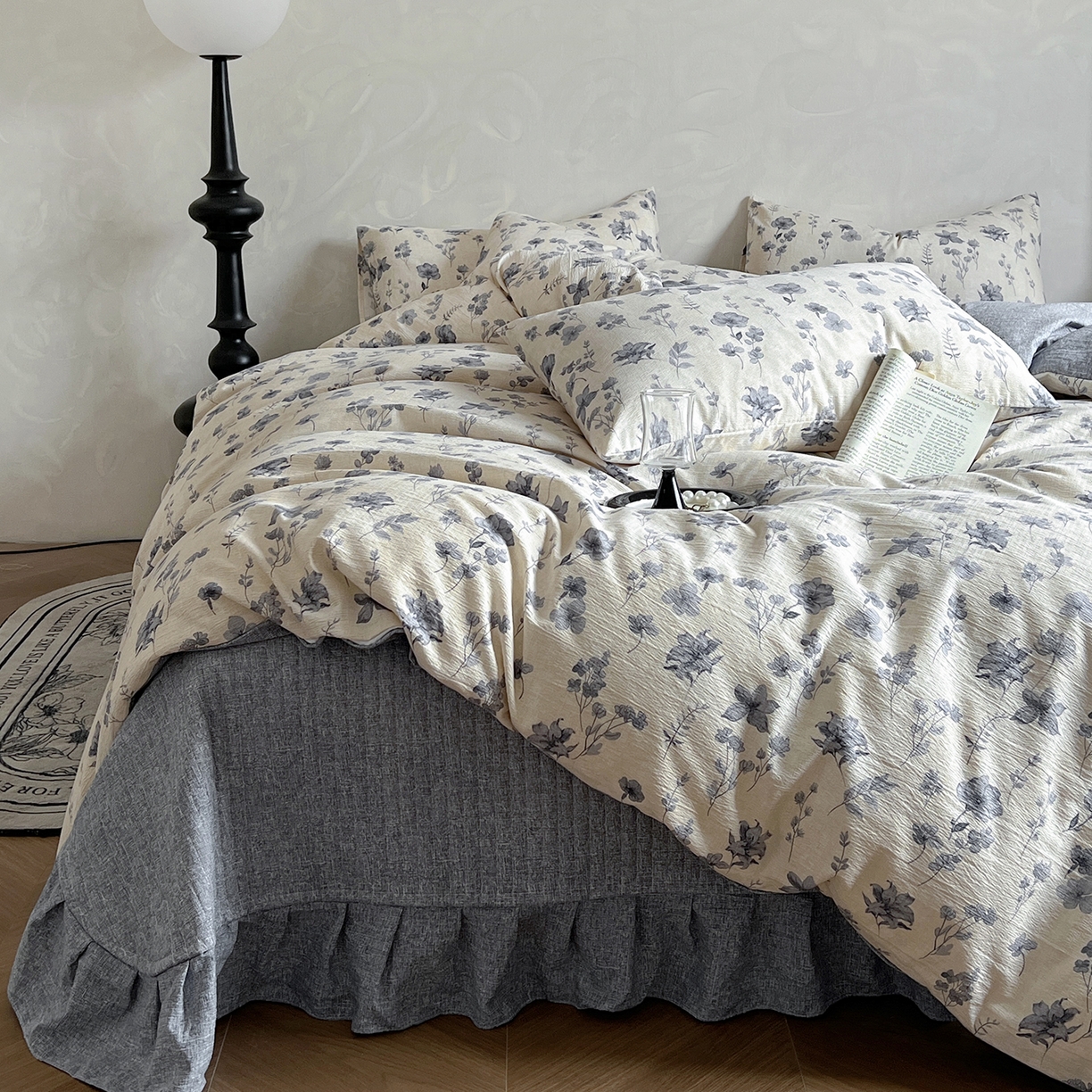 91家纺网 家纺一手货源 找家纺 （总）美梦家纺 2025新款高克重加厚亚麻皱皱纱床盖四件套系列（提供买家秀)