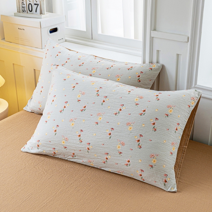 91家纺网 家纺一手货源 找家纺 奇丝雅 2025新款A类有氧超柔云感双层纱皱皱纱学生宿舍三件套家用四件套单被套 轻颂