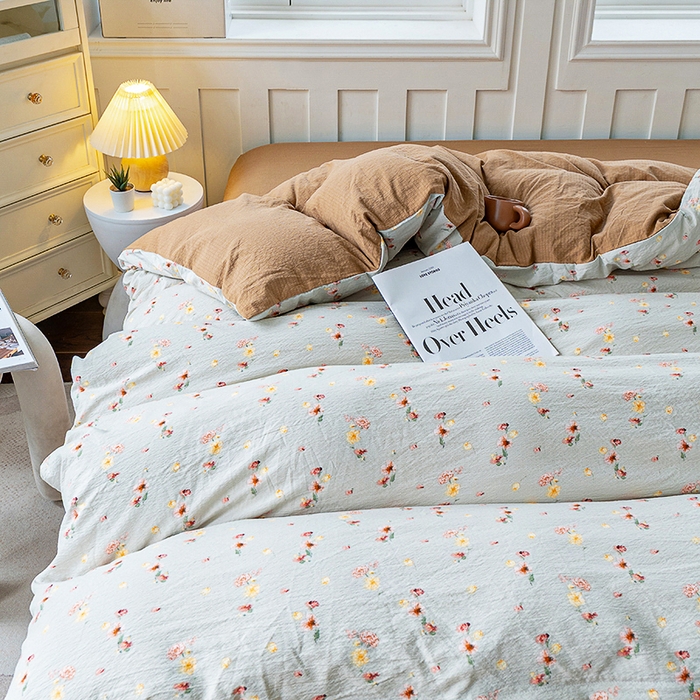 91家纺网 家纺一手货源 找家纺 奇丝雅 2025新款A类有氧超柔云感双层纱皱皱纱学生宿舍三件套家用四件套单被套 轻颂