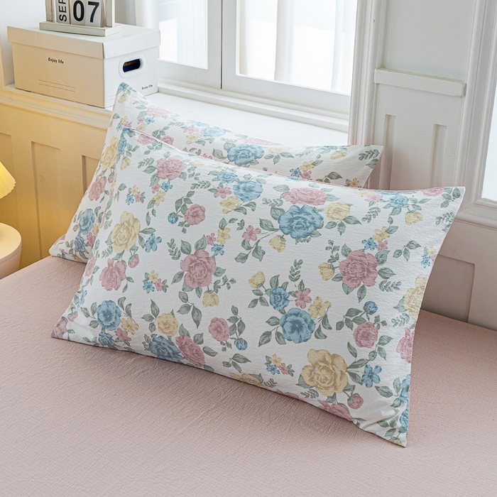 91家纺网 家纺一手货源 找家纺 奇丝雅 2025新款A类有氧超柔云感双层纱皱皱纱学生宿舍三件套家用四件套单被套 玉芷