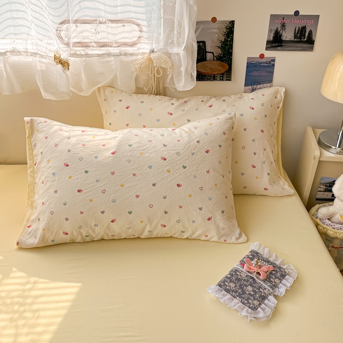 91家纺网 家纺一手货源 找家纺 彩韵家纺 2025新款水洗双层纱双拼碎花四件套 多彩心情