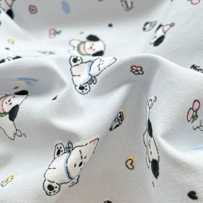 91家纺网 家纺一手货源 找家纺 卡迪熊家纺 2025新款水洗双层纱双拼碎花四件套 欢乐小狗