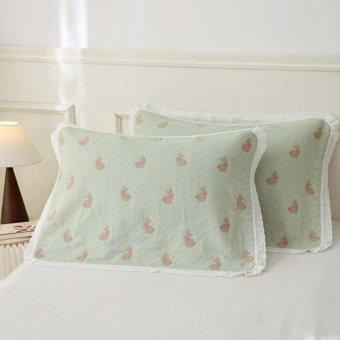 91家纺网 家纺一手货源 找家纺 （总）朴尔家纺-毛巾被 2025新款韩版小碎花边全棉纯棉三层纱布枕巾单枕巾枕巾单件