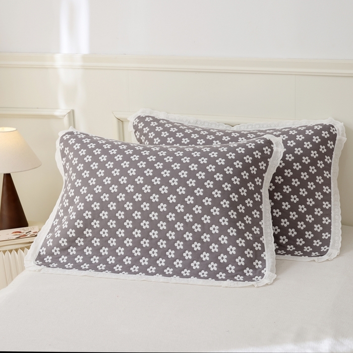 91家纺网 家纺一手货源 找家纺 （总）朴尔家纺-毛巾被 2025新款韩版小碎花边全棉纯棉三层纱布枕巾单枕巾枕巾单件