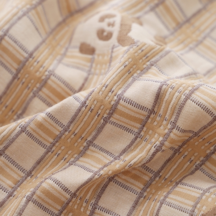 91家纺网 家纺一手货源 找家纺 朴尔家纺-毛巾被 2025新款韩版小碎花边全棉纯棉三层纱布枕巾单枕巾枕巾单件 动物格-咖 52x78cm枕巾一对