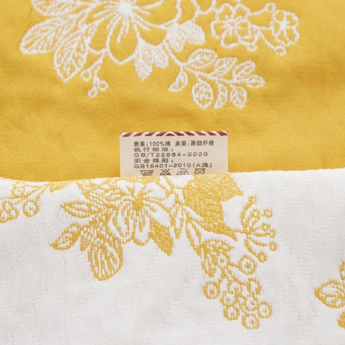 91家纺网 家纺一手货源 找家纺 朴尔家纺-毛巾被 2025新款韩版小碎花边全棉纯棉三层纱布枕巾单枕巾枕巾单件 芬芳-黄 52x78cm枕巾一对