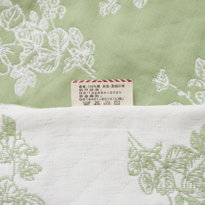 91家纺网 家纺一手货源 找家纺 朴尔家纺-毛巾被 2025新款韩版小碎花边全棉纯棉三层纱布枕巾单枕巾枕巾单件 芬芳-绿 52x78cm枕巾一对