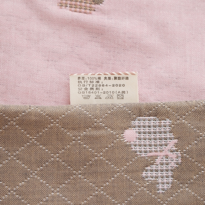 91家纺网 家纺一手货源 找家纺 朴尔家纺-毛巾被 2025新款韩版小碎花边全棉纯棉三层纱布枕巾单枕巾枕巾单件 领结兔-粉 52x78cm枕巾一对