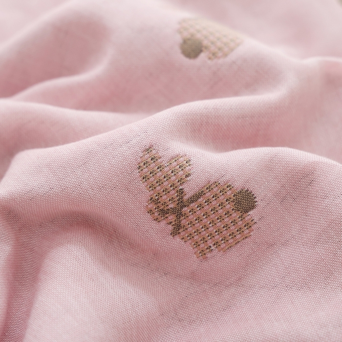 91家纺网 家纺一手货源 找家纺 朴尔家纺-毛巾被 2025新款韩版小碎花边全棉纯棉三层纱布枕巾单枕巾枕巾单件 领结兔-粉 52x78cm枕巾一对