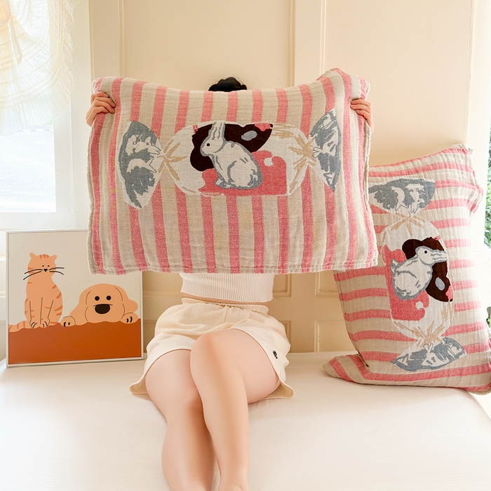 91家纺网 家纺一手货源 找家纺 朴尔家纺-毛巾被 2025新款全棉纯棉多柔AB版定位四层纱布枕巾单枕巾枕巾单件 童年记忆 52x75cm枕巾一对