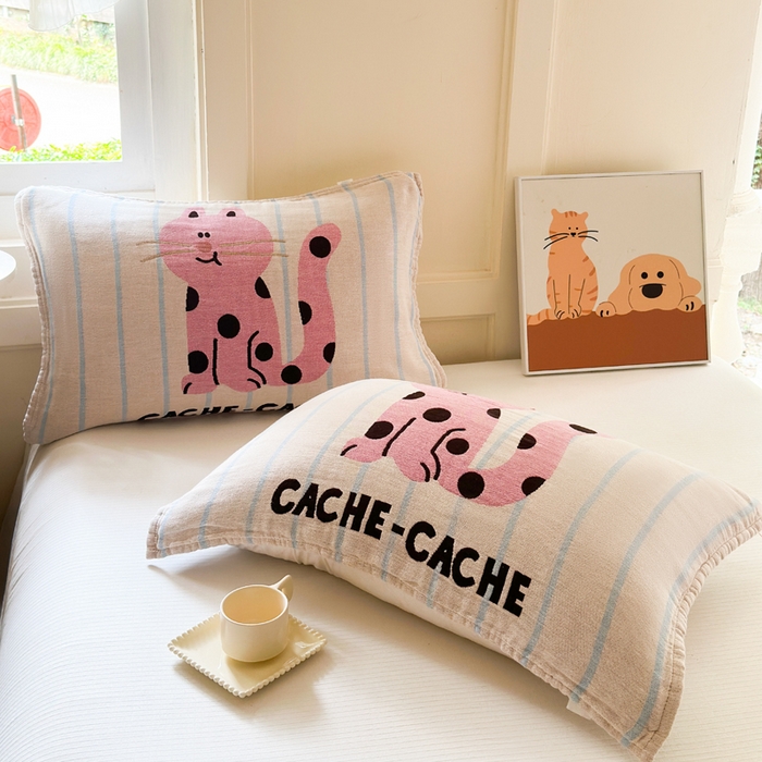 91家纺网 家纺一手货源 找家纺 （总）朴尔家纺-毛巾被 2025新款全棉纯棉多柔AB版定位四层纱布枕巾单枕巾枕巾单件