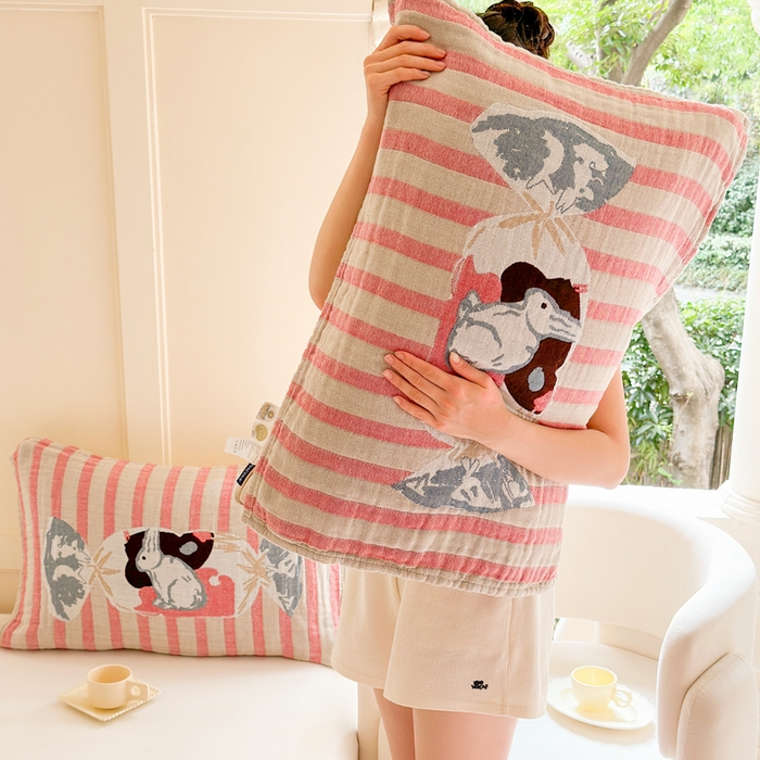 91家纺网 家纺一手货源 找家纺 朴尔家纺-毛巾被 2025新款全棉纯棉多柔AB版定位四层纱布枕巾单枕巾枕巾单件 童年记忆 52x75cm枕巾一对