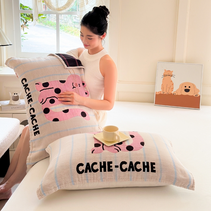 91家纺网 家纺一手货源 找家纺 （总）朴尔家纺-毛巾被 2025新款全棉纯棉多柔AB版定位四层纱布枕巾单枕巾枕巾单件