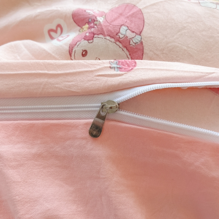 91家纺网 家纺一手货源 找家纺 卡迪熊家纺 2025新款水洗双层纱双拼碎花四件套 甜甜小兔