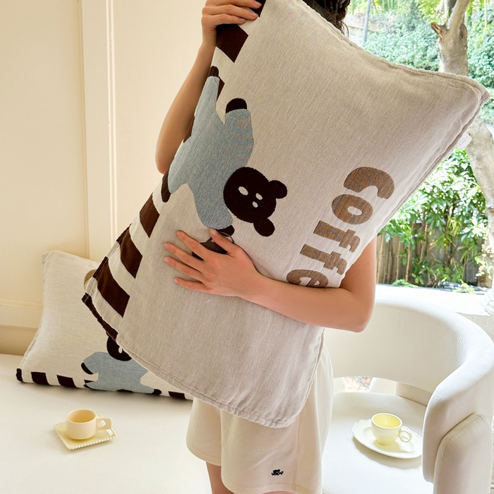 91家纺网 家纺一手货源 找家纺 朴尔家纺-毛巾被 2025新款全棉纯棉多柔AB版定位四层纱布枕巾单枕巾枕巾单件 咖啡时光 52x75cm枕巾一对