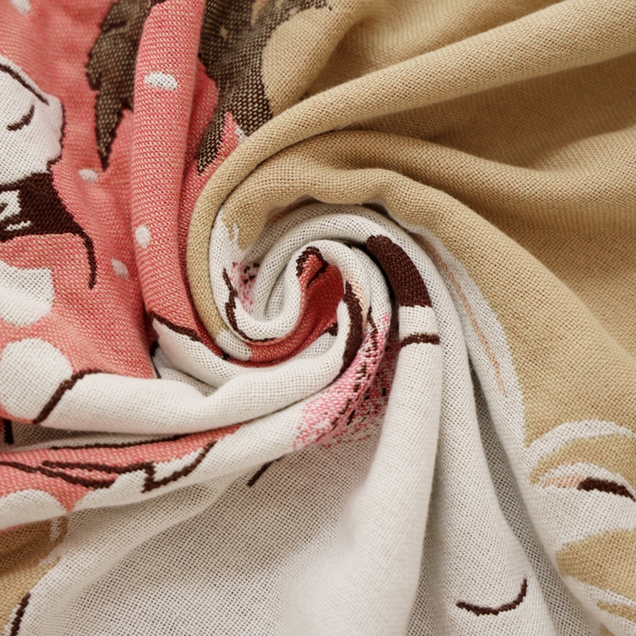 91家纺网 家纺一手货源 找家纺 朴尔家纺-毛巾被 2025新款全棉纯棉欣软系列定位四层加厚柔软纱布枕巾单枕巾枕巾单件 草莓兔 52x75cm枕巾一对