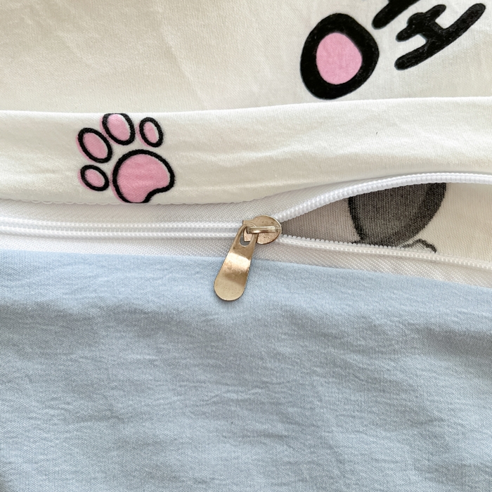 91家纺网 家纺一手货源 找家纺 卡迪熊家纺 2025新款水洗双层纱双拼碎花四件套 晚安世界