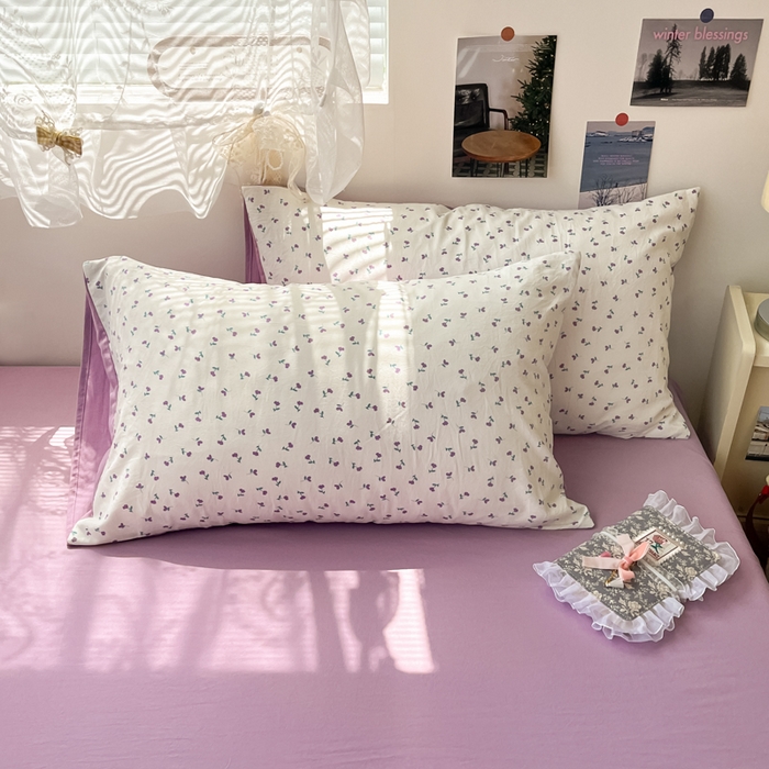 91家纺网 家纺一手货源 找家纺 卡迪熊家纺 2025新款水洗双层纱双拼碎花四件套 小花朵朵