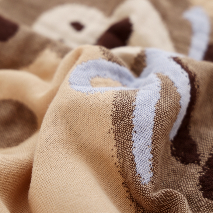 91家纺网 家纺一手货源 找家纺 朴尔家纺-毛巾被 2025新款全棉纯棉欣软系列定位四层加厚柔软纱布枕巾单枕巾枕巾单件 圈圈熊 52x75cm枕巾一对