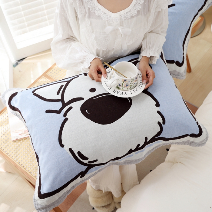 91家纺网 家纺一手货源 找家纺 朴尔家纺-毛巾被 2025新款全棉纯棉欣软系列定位四层加厚柔软纱布枕巾单枕巾枕巾单件 雪瑞瑞 52x75cm枕巾一对