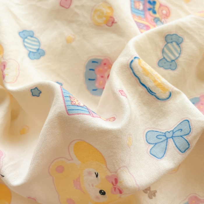 91家纺网 家纺一手货源 找家纺 彩韵家纺 2025新款水洗双层纱双拼碎花四件套 甜点小屋