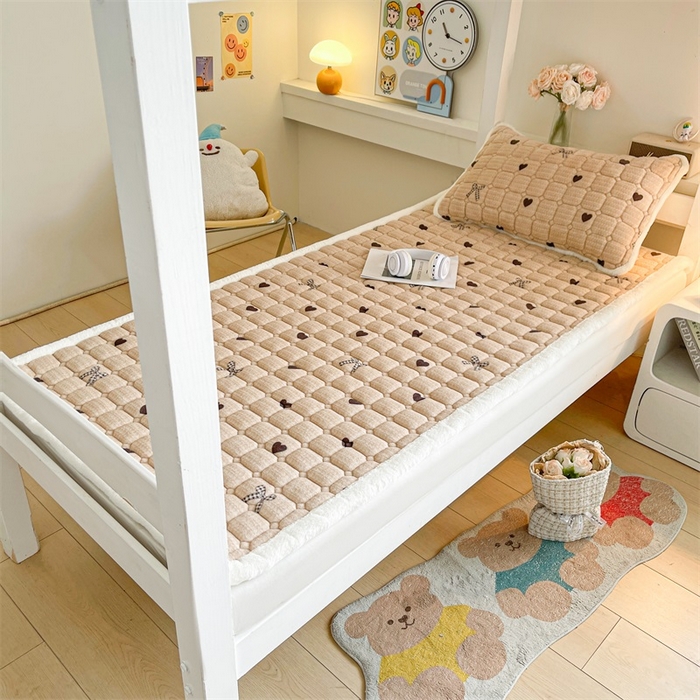 梵朴 2025新款学生宿舍上下铺牛奶绒夹棉床垫床护垫床褥子 蝶之心-咖