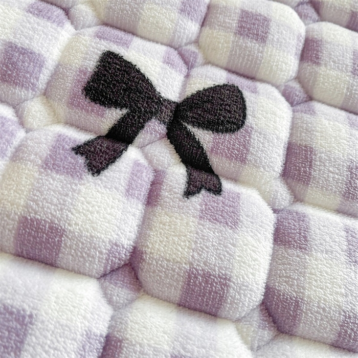 91家纺网 家纺一手货源 找家纺 梵朴 2025新款学生宿舍上下铺牛奶绒夹棉床垫床护垫床褥子 蝴蝶结紫