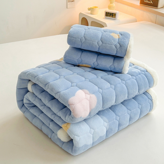 91家纺网 家纺一手货源 找家纺 梵朴 2025新款学生宿舍上下铺牛奶绒夹棉床垫床护垫床褥子 星星月亮