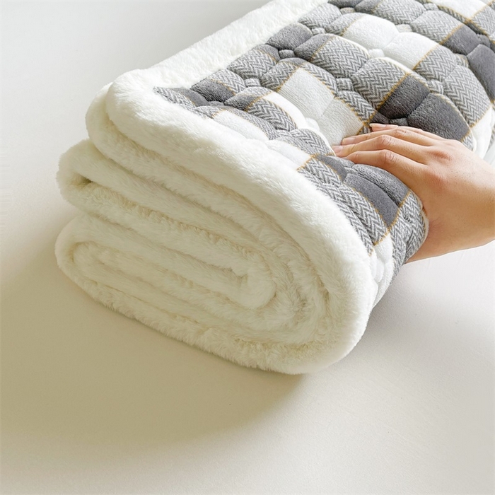 91家纺网 家纺一手货源 找家纺 梵朴 2025新款学生宿舍上下铺牛奶绒夹棉床垫床护垫床褥子 格子小熊