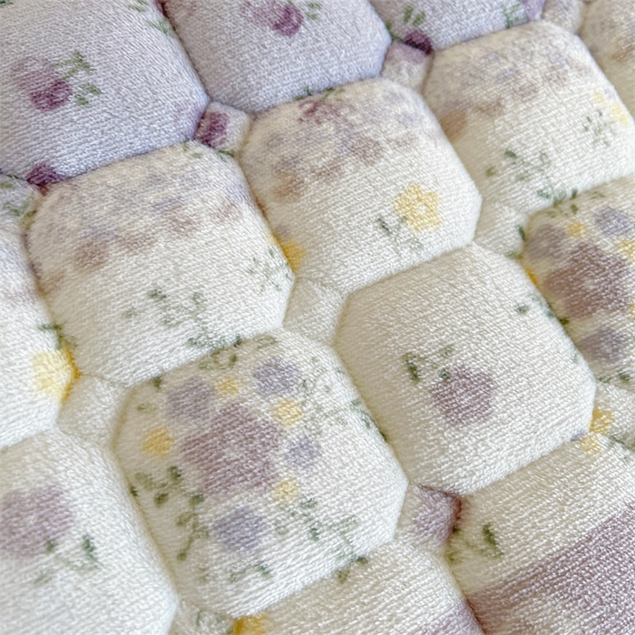 91家纺网 家纺一手货源 找家纺 梵朴 2025新款学生宿舍上下铺牛奶绒夹棉床垫床护垫床褥子 条纹小花-紫