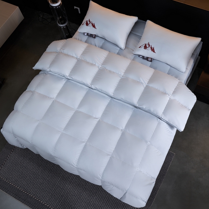 91家纺网 家纺一手货源 找家纺 岚司羽 2025新款小糯米白鹅绒羽绒被被子被芯 小糯米-灰色