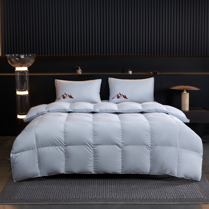 91家纺网 家纺一手货源 找家纺 岚司羽 2025新款小糯米白鹅绒羽绒被被子被芯 小糯米-灰色