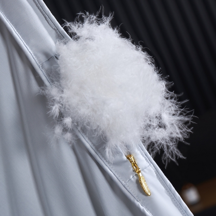 91家纺网 家纺一手货源 找家纺 岚司羽 2025新款小糯米白鹅绒羽绒被被子被芯 小糯米-灰色