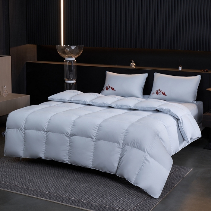 91家纺网 家纺一手货源 找家纺 岚司羽 2025新款小糯米白鹅绒羽绒被被子被芯 小糯米-灰色