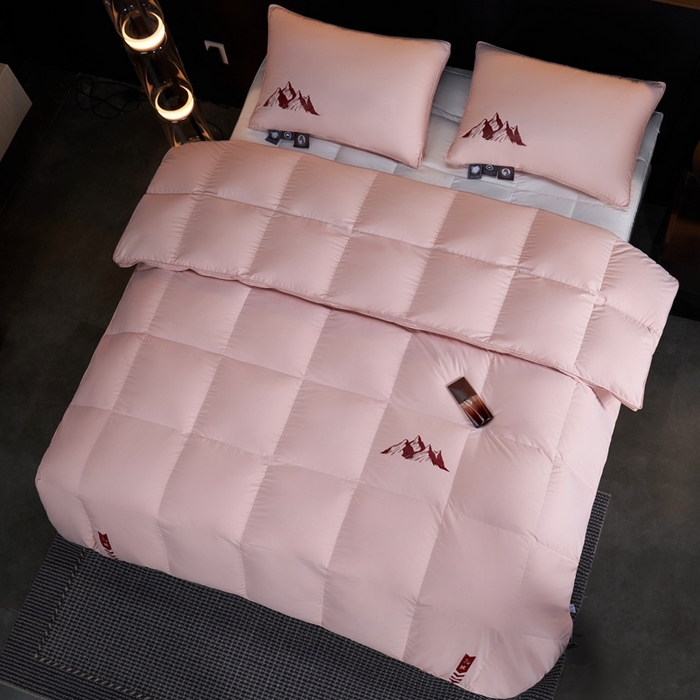 91家纺网 家纺一手货源 找家纺 岚司羽 2025新款小糯米白鹅绒羽绒被被子被芯 小糯米-粉色