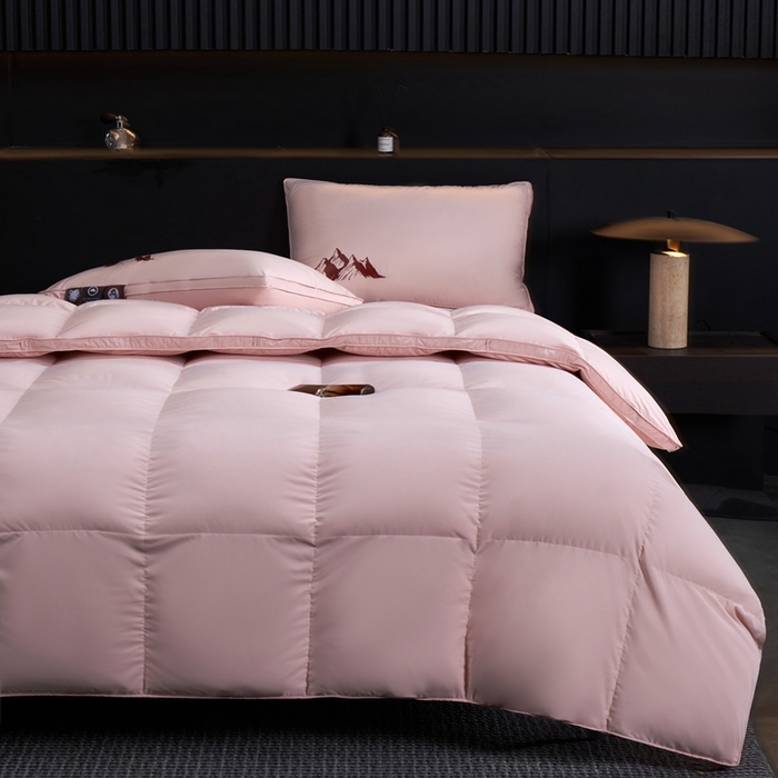 91家纺网 家纺一手货源 找家纺 岚司羽 2025新款小糯米白鹅绒羽绒被被子被芯 小糯米-粉色