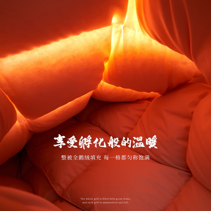 91家纺网 家纺一手货源 找家纺 岚司羽 2025新款小糯米白鹅绒羽绒被被子被芯 小糯米-粉色