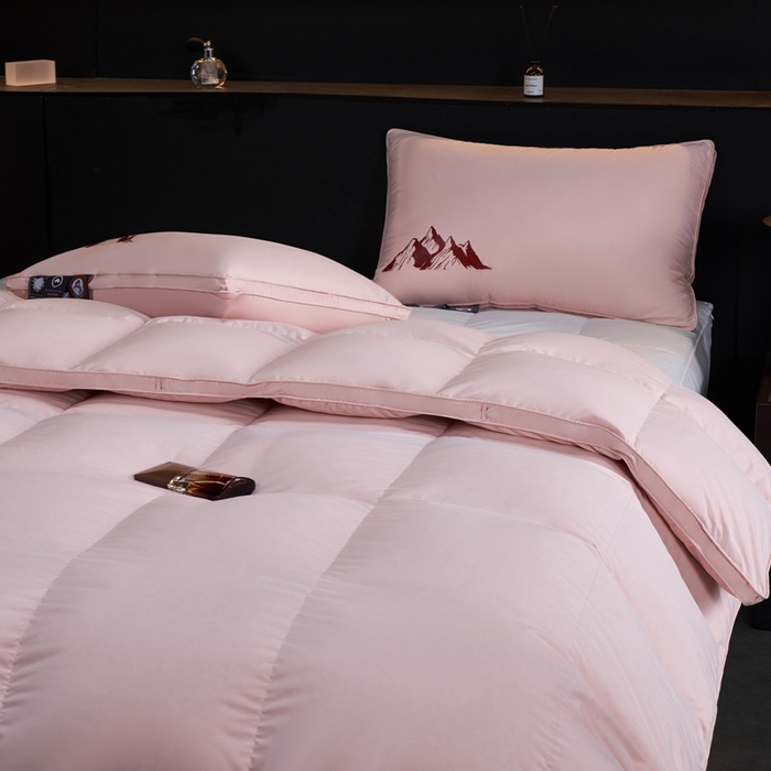 91家纺网 家纺一手货源 找家纺 岚司羽 2025新款小糯米白鹅绒羽绒被被子被芯 小糯米-粉色